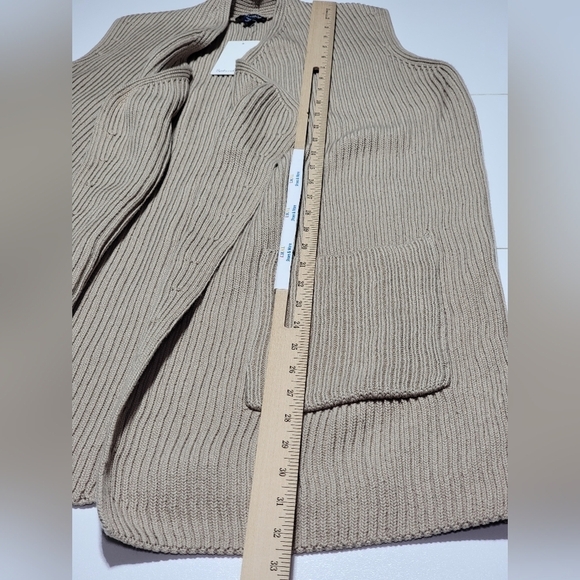 SPLENDID JULIET Sweater Open Front Sleeveless Knit Long Cardigan Tan XS New - Picture 5 of 11